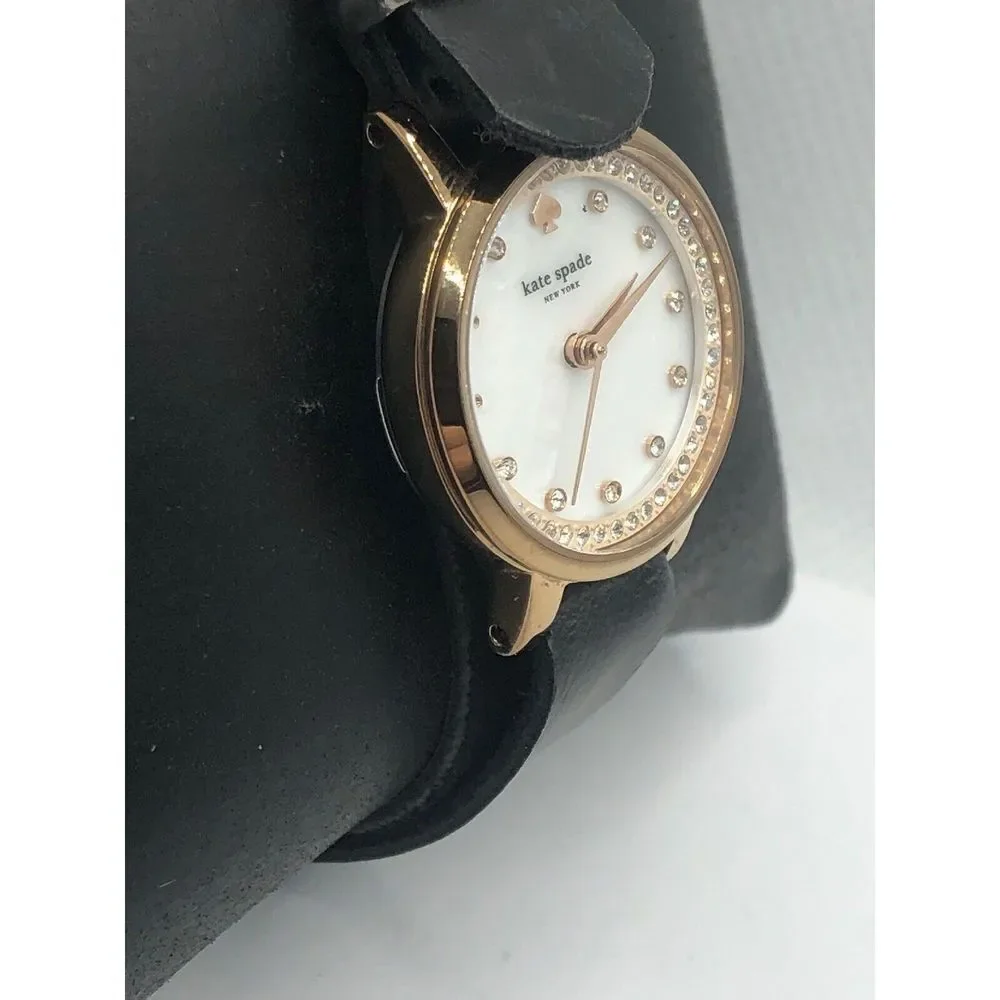 Kate Spade KSW1265 Women's Black Leather Analog Dial Quartz Wrist Watch OP354
